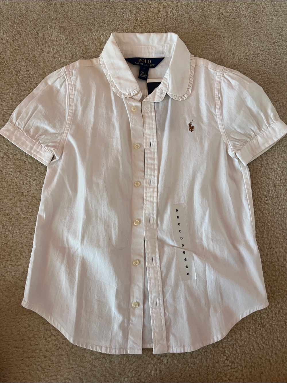 Polo by Ralph Lauren Off White Short-Sleeve Button-Down Shirt